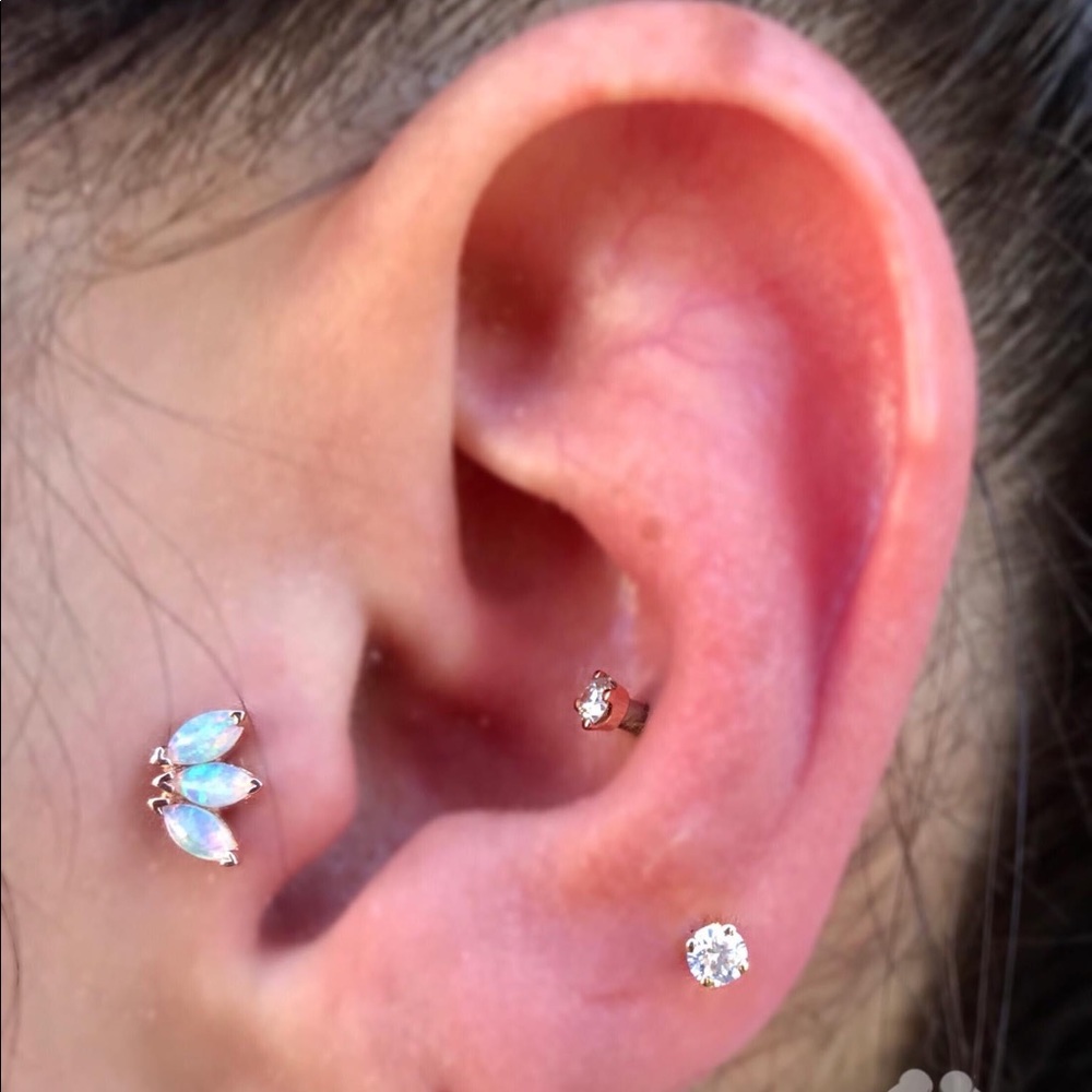 BVLA Opal and Rose Gold Lotus Stud Earring